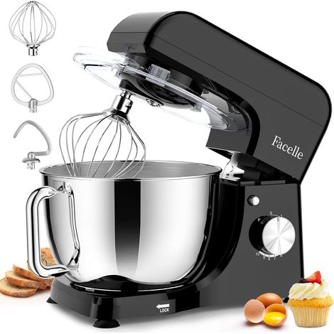 Stainless Steel Bowl 5.5 L, 10 Speeds + Pulse, Planetary Movement, Mixer with Whisk, Hook and Beater – Dishwasher Safe Accessories (1/5)