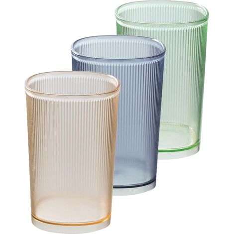 Set Badezimmerbecher 500 ml transparent rutschfest gestreift