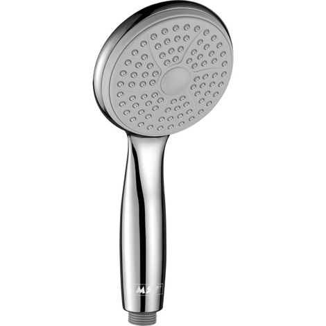 Pommeau de douche Nino Ø80 mm – Chrome / Gris TPR – Jet pluie économique (1/5)
