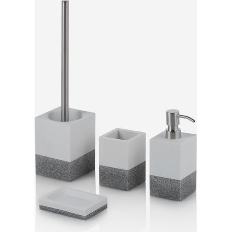 Set accessori bagno 4 pezzi in resina design minimale moderno Rabat