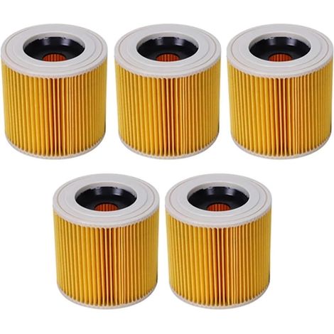 Filtre à poussière de rechange DEYIN (lot de 5) pour aspirateurs Kärcher WD2250, WD3.200, MV2, MV3, WD3, A2004 et A2204 (filtre HEPA 2 MV3 WD3). (1/4)