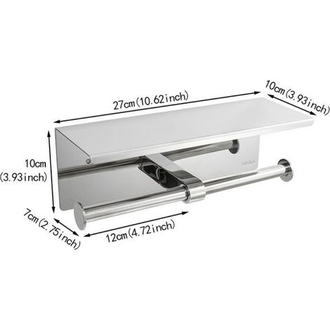 Doppelter Toilettenpapierhalter aus Edelstahl – Wandmontage – Silber – 27 × 10 × 10 cm (1/5)