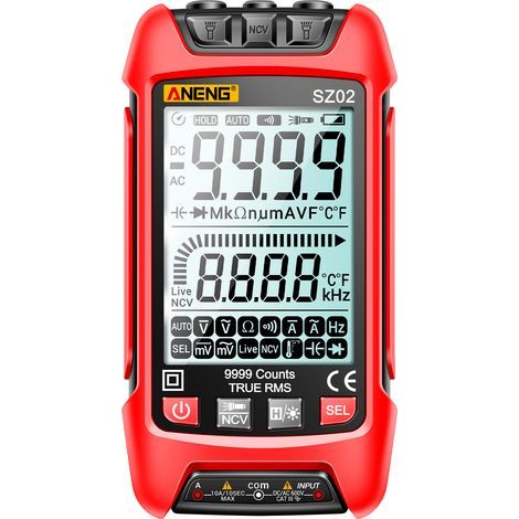 Automatic Intelligent Digital Multimeter with Large Color Display, 9999 Counts, Voltage Tester, Capacitance, Diode, Resistance, Continuity, Frequency, Duty Cycle, NCV (1/5)