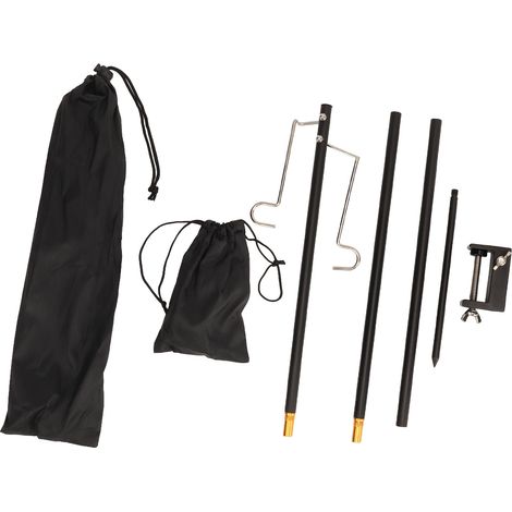 Support de lampe de camping pliable en alliage d'aluminium, léger et portable, porte-lampe suspendu extérieur noir AT0391 (1/5)