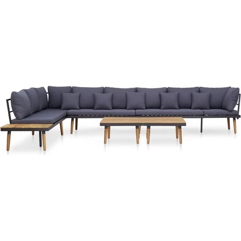 Mobili da giardino mobili da esterno Set di mobili da 8 posti con cuscini in legno massello di acacia 020017886