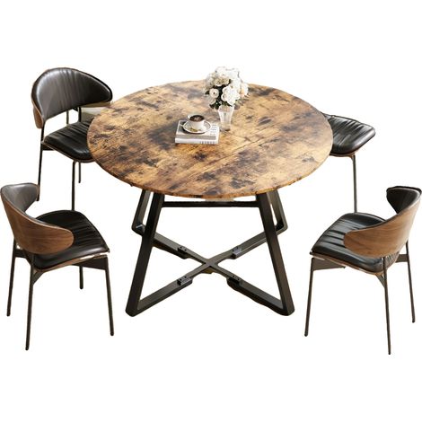 Table à manger, 120 cm de diamètre, forme ronde, matériau en bois, méthode d'assemblage, style moderne minimaliste (1/5)