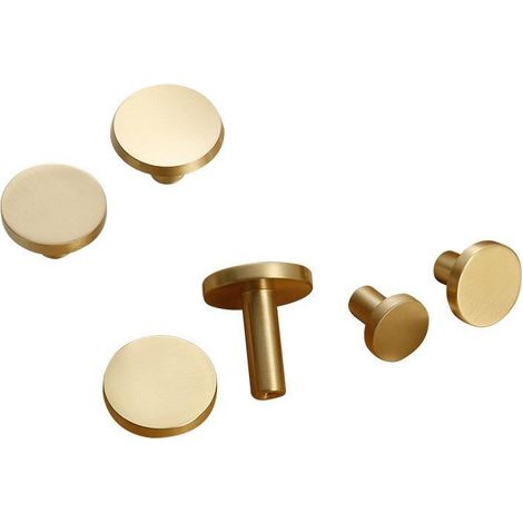 Lot de 4, Crochets Mural en Laiton Brossé, 32 mm x 30 mm, Crochets Porte-serviettes Manteau Dorés pour Salle de Bain, Porte-patères,(ronds) (1/4)