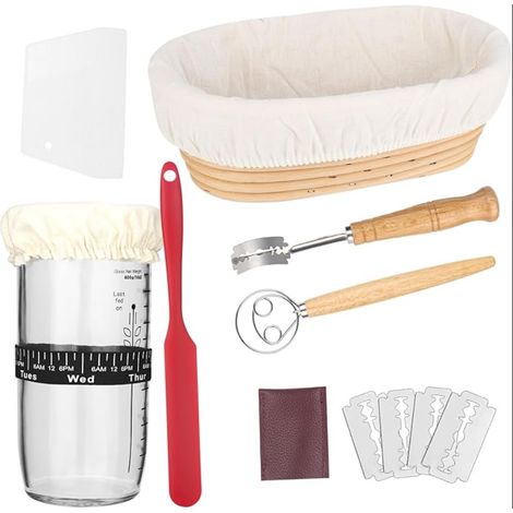 Panier de fermentation ovale, panier à pain, corbeille à pain au levain, kit de démarrage pour boulangers (1/5)