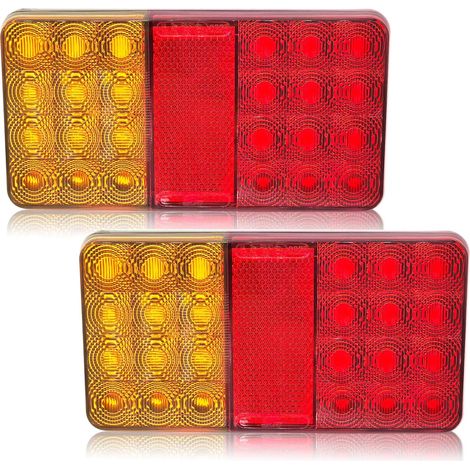 2 x 12V 24V LED Trailer Lights Waterproof Truck Light 4-Functional with Turn Signals, Brake Light, Parking Light, Reflectors (1/5)