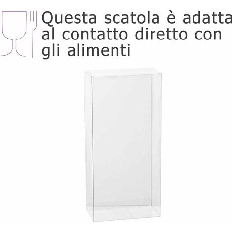 Scatole regalo trasparenti in PET - uso alimentare rettangolari, set da 25 pezzi, cm 9,5 x 5 x 20,4 H