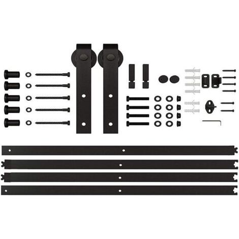 Kit de porte coulissante système galandage porte ép. 35-45/40-45 mm longueur totale rail 2 m charge max. 20 Kg acier au carbone noir