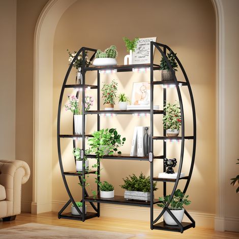 XL Large Ladder Plant Stand Half-Moon Shaped 8 Tier Plant Shelf with Grow Lights (1/5)