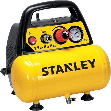 Compressore - Orizzontale - Stanley - Coassiale - 6 L - 1,5 HP - Tubo + soffiatrice