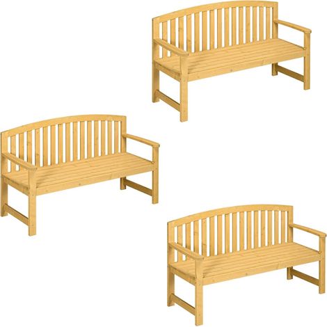 3er-Set 2-Sitzer Gartenbank Holz, wetterfest Sitzbank, Gartenmöbel mit Rückenlehnen, 240 kg belastbar 140 x 50 x 85 cm, Orange
