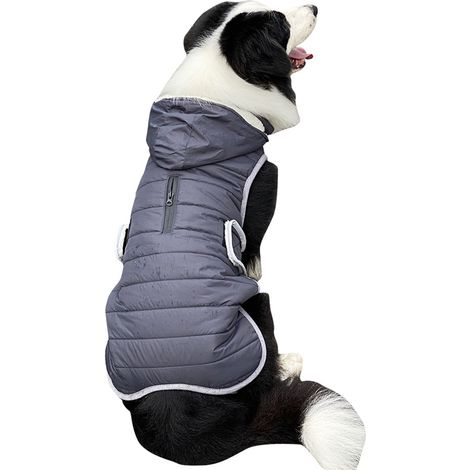 Manteau Chien - Imperméable - Doublure Flanelle - Collier Réfléchissant - Ouverture Traction Dos - Fermeture Velcro X - Taille Unique (1/5)