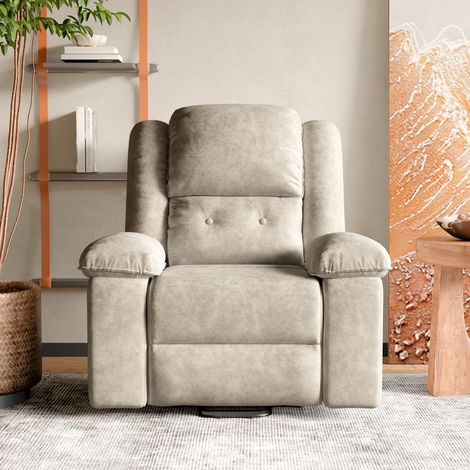 JOOKGBD-Elektrischer Massagesessel,Relaxsessel mit Massagefunktion Fernsehsessel Liegefunktion Vibration Heizung, Dicke Rückenlehne und Armlehnen, Massagesessel mit Wippfunktion, 360°drehbar,Beige
