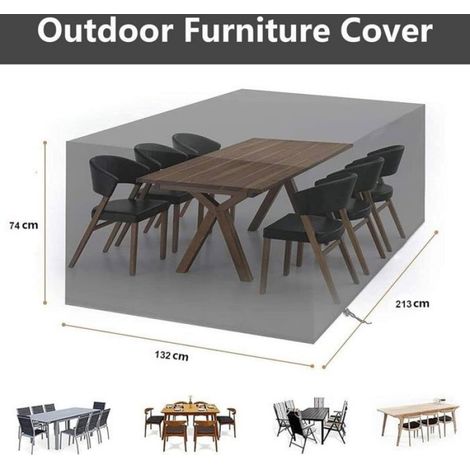 Housse Salon De Jardin - Tissu Oxford 210D Etanche Coupe-Vent - Pour Meubles Extérieurs - 213X132X74 Cm - Noir (1/5)