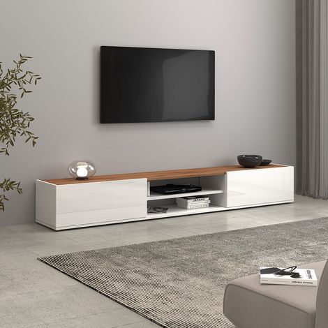 Meuble TV moderne 210 cm blanc/chêne wotan Grana (1/5)