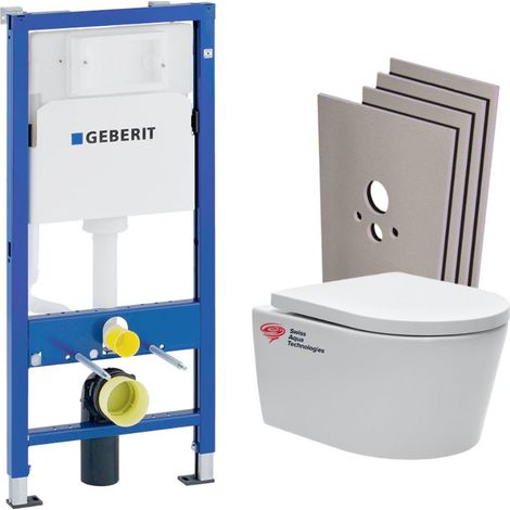 WC Set Vorwandelement + WC SAT spülrandlos + Weiße Platte + Verkleidungs-Set (SATrimlessGeb1-sabo-DE) (1/5)