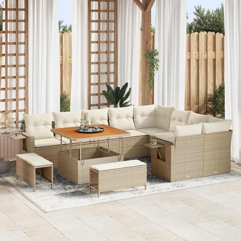 Gartensofa-set 12 pcs Beige Poly-Rattan (1/5)