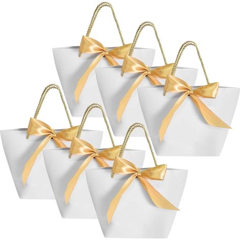 Sacs cadeaux grande capacité, lot de 6, sacs cadeaux, sacs en papier, trousses de toilette avec poignées, sacs de fête, sacs cadeaux, Halloween, Noël, blancs (1/5)
