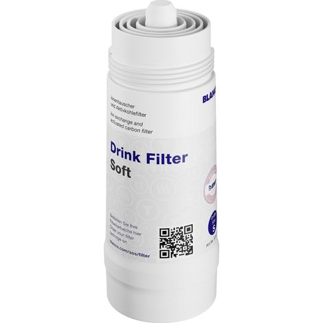 BLANCO Filtro per bevande Soft S  meno calcare. Più sapore. Adatto a: Drink.soda & CHOICE.all  Cartuccia filtro anticalcare  Ottimizza l'acqua potabile  Capacità di filtraggio: 670 litri a 12 °dTH (1/3)