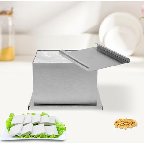 Tofu Presse,Tofu Bastelset,304 Edelstahl Tofu Form ,Große Kapazität,Multifunktionale DIY Tofu Reibe Küchenwerkzeug für Home Restaurant Kann in Der Spülmaschine gewaschen Werden,13.713.79.2cm (1/5)