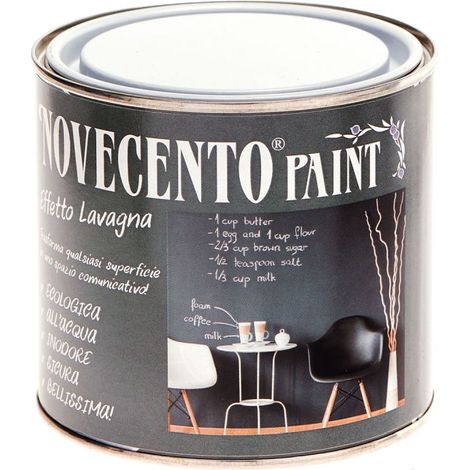 Pittura Gessosa Opaca Shabby Chic per Mobili Pareti Vetro Gesso Novecento Paint - Formato: 500 ml - Colore: Lavagna (1/3)