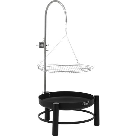 BBQ-Toro Schwenkgrill mit Feuerschale und Grillrost, Ø 61 cm, Schwarz, Holzkohlegrill, Feuerstelle