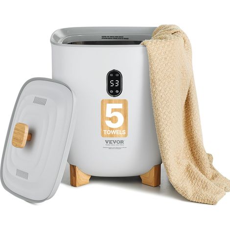 VEVOR Scaldasalviette Capienza 25 Litri con Schermo LED, Scaldacoperte per Bagno, 4 Livelli di Timer, Impostazione Temperatura, Blocco di Sicurezza, per SPA, Casa, Grigio (1/4)