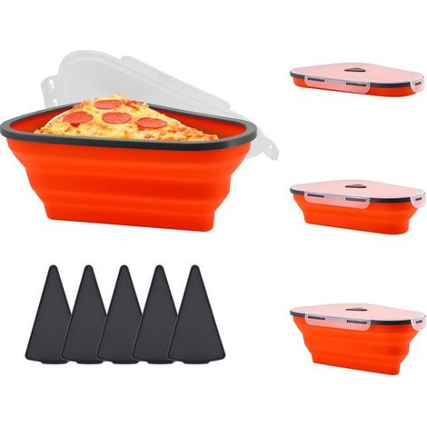Faltbarer Pizzabehälter aus Silikon mit Deckel, platzsparende Pizzabox