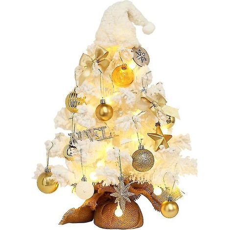 Décorations de Noël Dinohhi, mini sapin de Noël de bureau en PVC floqué blanc (1/4)