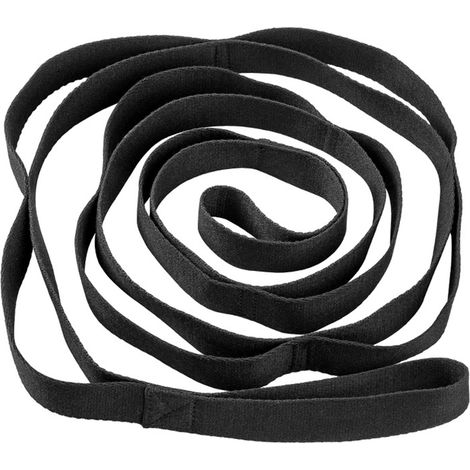 Sangle d'étirement multi-boucles pour le yoga, la danse et le Pilates, sans élastique, noire. (1/4)