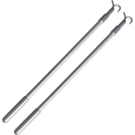 Telescopic curtain rod/clothes hanger rod, silver 2-piece set, 14"-23", wireless Venetian blind rod (1/5)