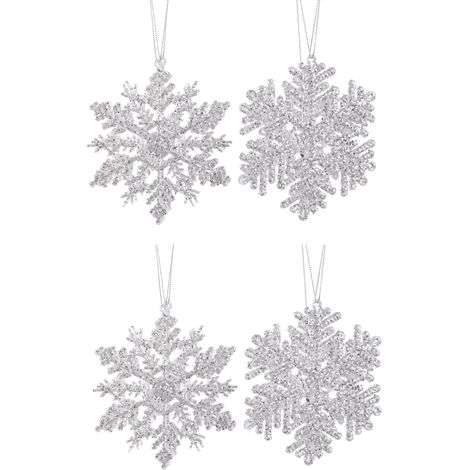 OFFERTA 4 FIOCCHI DI NEVE D.12CM TRASPARENTE/ARGENTO MODELLO ASSORTITO