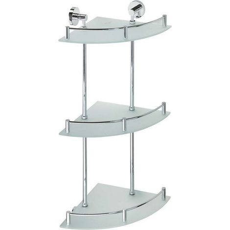Sapho X-Round - Mensola tripla ad angolo con sponda, vetro/cromo XR606 (1/2)
