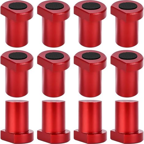 Lot de 12 crochets de banc en alliage d'aluminium - Pince pour chien - Pour le positionnement de l'établi - Mâchoires de serrage - Accessoires pour trou de chien de 20 mm - Rouge (1/5)