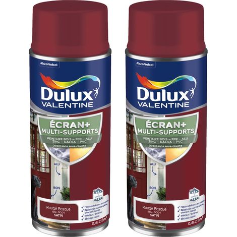 ECRAN+ MULTI-SUPPORTS EXTERIEURE Satin - Lot de 2 aérosols en phase aqueuse - Rouge Basque 400 ml - Dulux Valentine