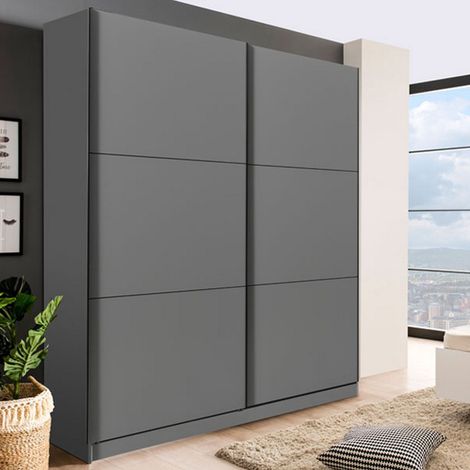 Guardarropa Grande Piateda, Armario Dormitorio 8 Estantes, Perchero, 2 Puertas, 217x210h cm Negro Antracita (1/5)
