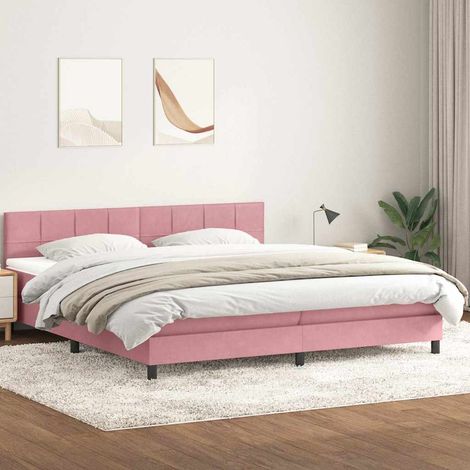 Boxspringbett mit Matratze Rosa 180x210 cm Samt