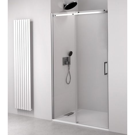 Porte de douche THRON ROUND 1600 mm, roulettes rondes, verre clair (1/5)
