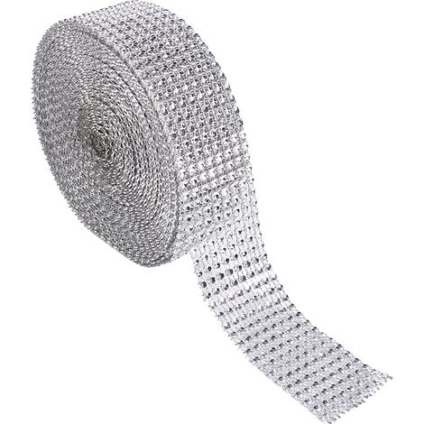 Rouleau de ruban en maille strass 10 yards, cristal diamant argenté pour projets d'artisanat et de loisirs créatifs (1/5)