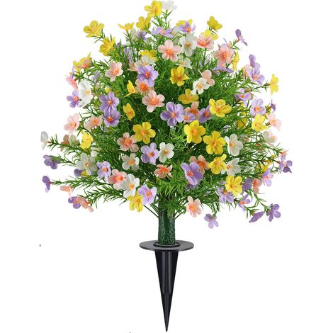 Arbustes artificiels à fleurs, résistants aux intempéries, à tiges réalistes, pour la décoration de cour, jardin ou balcon, 4 couleurs (1/5)