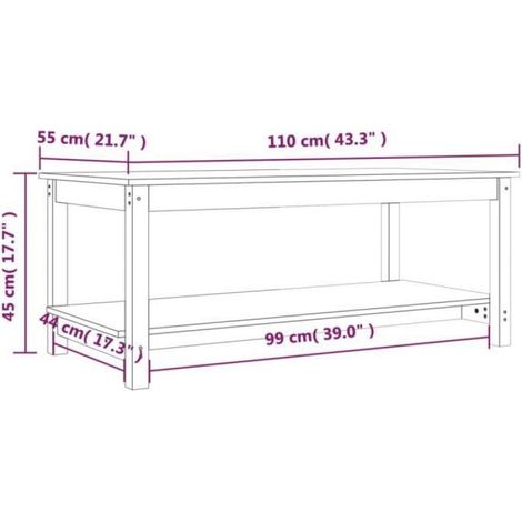 Table basse - - A822272 - Bois massif de pin - 110x55x45 cm - Style scandinave moderne (1/4)