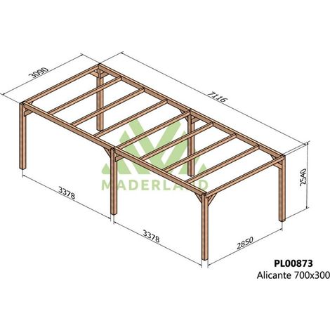 Pérgola de Madera Laminada Alicante (Maderland) - Gardeneas - 700 x 300 cm