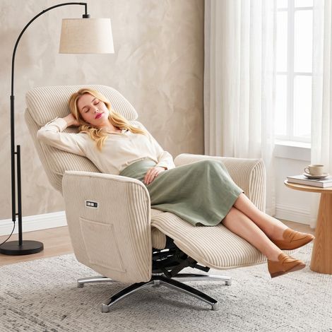Fauteuil TV inclinable à réglage électrique avec fonction d'inclinaison, 2 moteurs, fauteuil TV pivotant avec port USB (1/4)