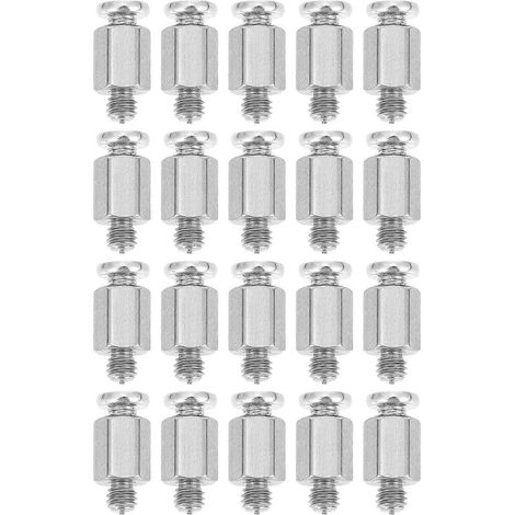 Lot de 20 vis métalliques à tête hexagonale pour SSD M.2 et carte mère.-0.8X0.4X0.4CM-Silver