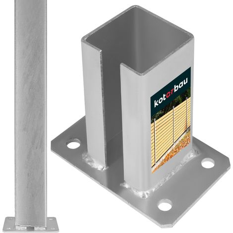 KOTARBAU® Support de Poteau - pour Clôture - Acier Galvanisé à Chaud - 80 x 80 mm - Argent - Pied De Poteau - à Visser - Robuste et Résistant (1/5)