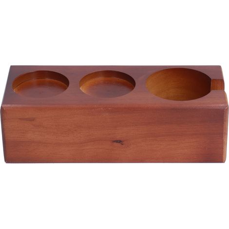 Support de rangement pour porte-filtre à café en bois à 3 emplacements, avec ouverture latérale. Couleur café. (1/5)
