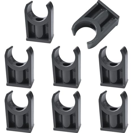 Lot de 8 colliers de serrage pour tuyaux en PVC, colliers de serrage pour plateaux TV, supports de suspension, supports de fixation noirs (20 mm) (1/5)